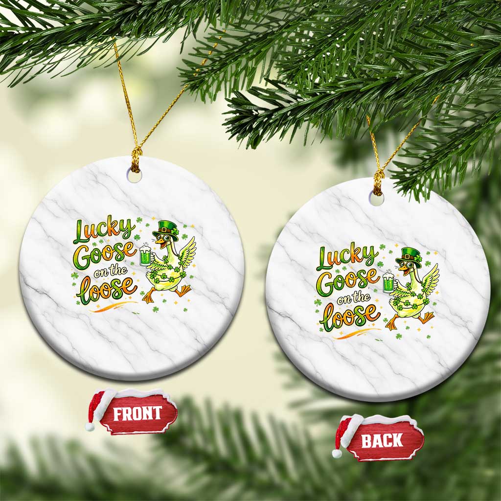 Retro Clover Duck Ceramic Ornament Lucky Goose On The Loose TS12 1pc White Marble Print Your Wear
