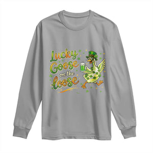 Retro Clover Duck Long Sleeve Shirt Lucky Goose On The Loose TS12 Sport Gray Print Your Wear