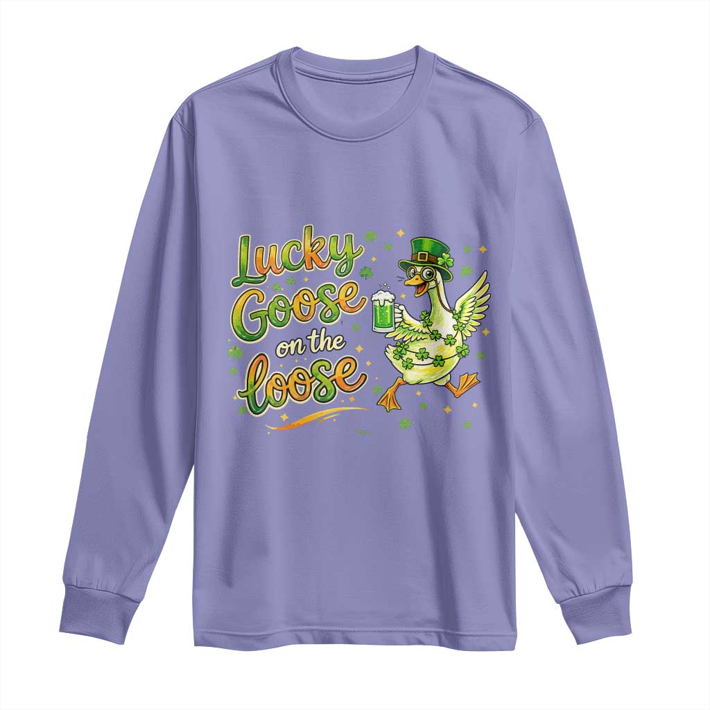 Retro Clover Duck Long Sleeve Shirt Lucky Goose On The Loose TS12 Violet Print Your Wear