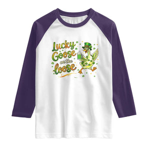 Retro Clover Duck Raglan Shirt Lucky Goose On The Loose TS12 White Purple Print Your Wear
