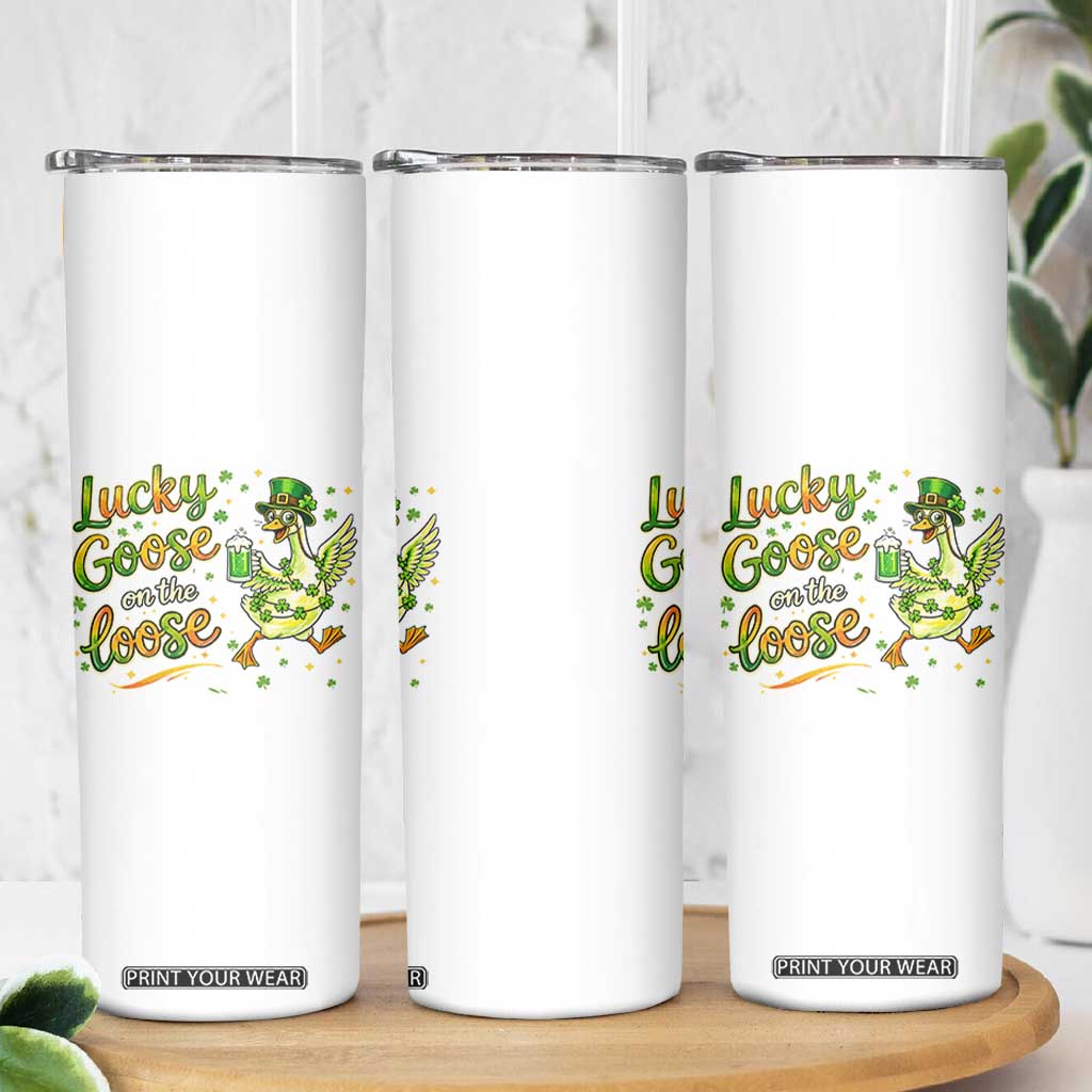 Retro Clover Duck Skinny Tumbler Lucky Goose On The Loose TS12 Print Your Wear