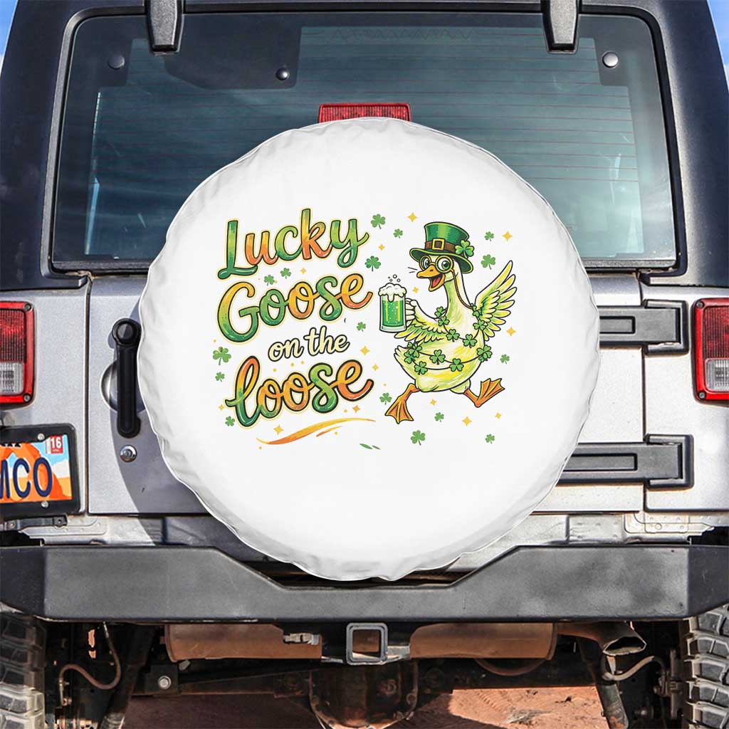 Retro Clover Duck Spare Tire Cover Lucky Goose On The Loose TS12 No hole White Print Your Wear