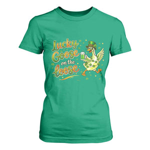Retro Clover Duck T Shirt For Women Lucky Goose On The Loose TS12 Irish Green Print Your Wear