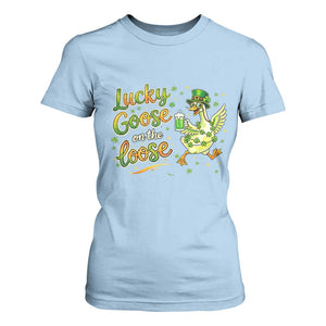 Retro Clover Duck T Shirt For Women Lucky Goose On The Loose TS12 Light Blue Print Your Wear