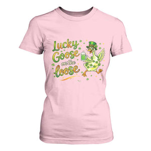 Retro Clover Duck T Shirt For Women Lucky Goose On The Loose TS12 Light Pink Print Your Wear