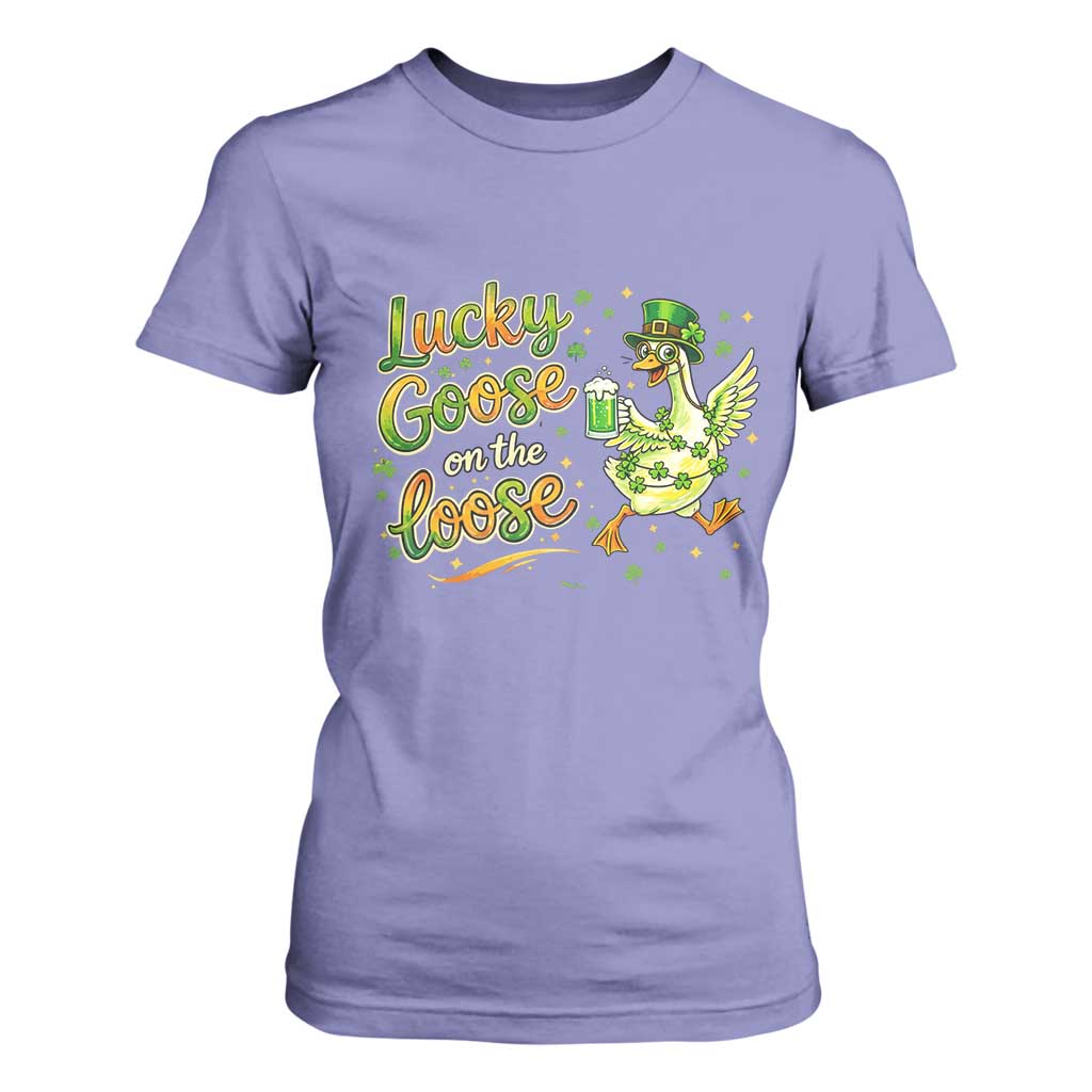 Retro Clover Duck T Shirt For Women Lucky Goose On The Loose TS12 Violet Print Your Wear