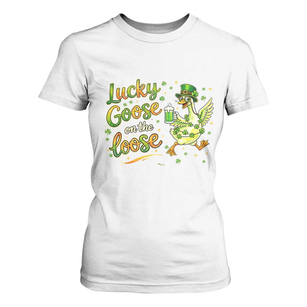 Retro Clover Duck T Shirt For Women Lucky Goose On The Loose TS12 White Print Your Wear
