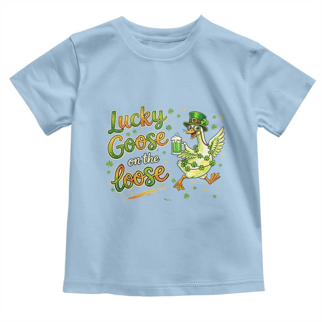 Retro Clover Duck Toddler T Shirt Lucky Goose On The Loose TS12 Light Blue Print Your Wear