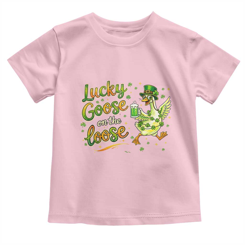 Retro Clover Duck Toddler T Shirt Lucky Goose On The Loose TS12 Light Pink Print Your Wear