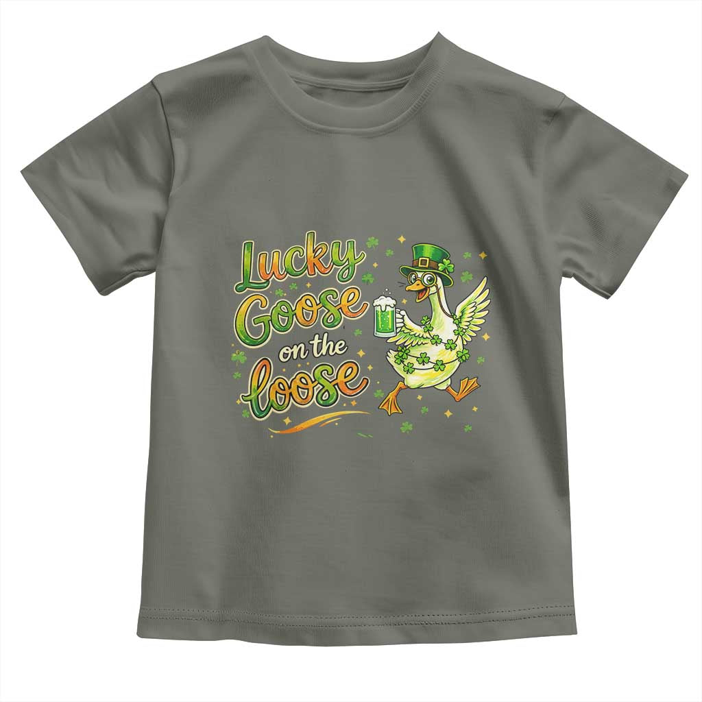 Retro Clover Duck Toddler T Shirt Lucky Goose On The Loose TS12 Military Green Print Your Wear