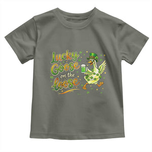 Retro Clover Duck Toddler T Shirt Lucky Goose On The Loose TS12 Military Green Print Your Wear