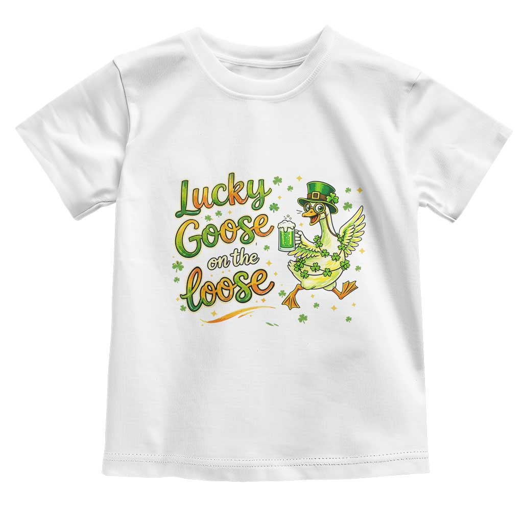 Retro Clover Duck Toddler T Shirt Lucky Goose On The Loose TS12 White Print Your Wear