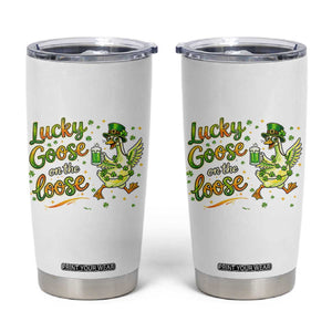 Retro Clover Duck Tumbler Cup Lucky Goose On The Loose TS12 White Print Your Wear