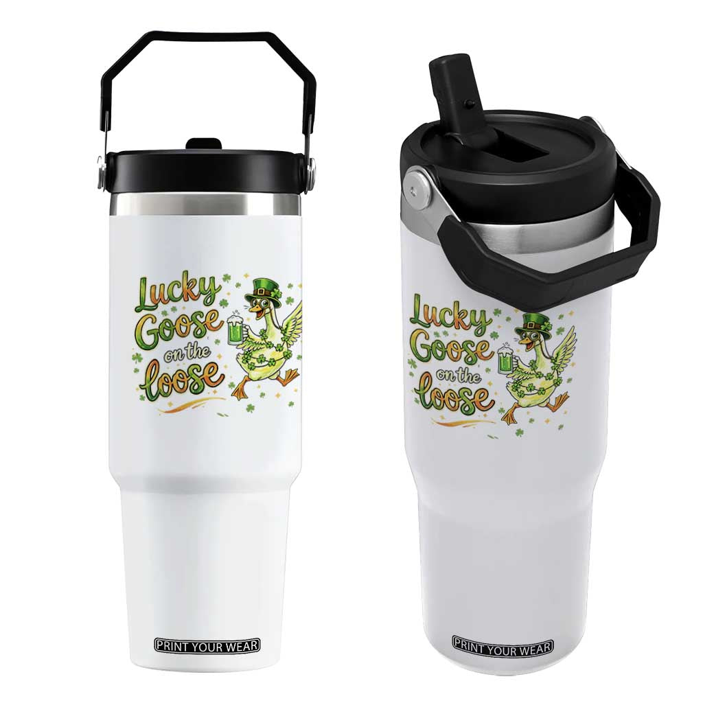 Retro Clover Duck Flip Straw Tumbler Lucky Goose On The Loose TS12 One Size: 30 oz White Print Your Wear