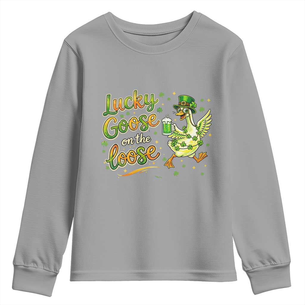 Retro Clover Duck Youth Sweatshirt Lucky Goose On The Loose TS12 Sport Gray Print Your Wear