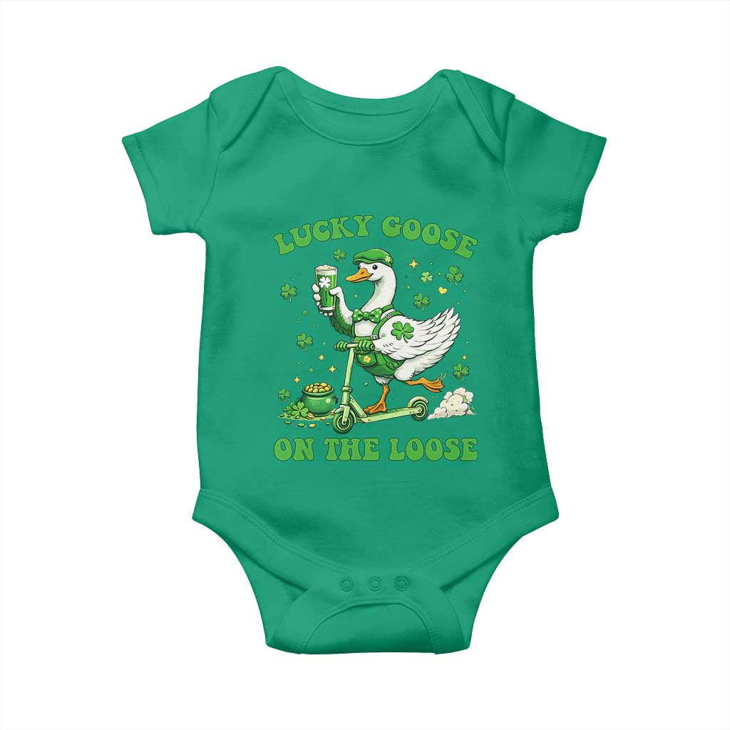 Funny Irish Goose Lover Baby Onesie Lucky Goose On The Loose TS12 Irish Green Print Your Wear