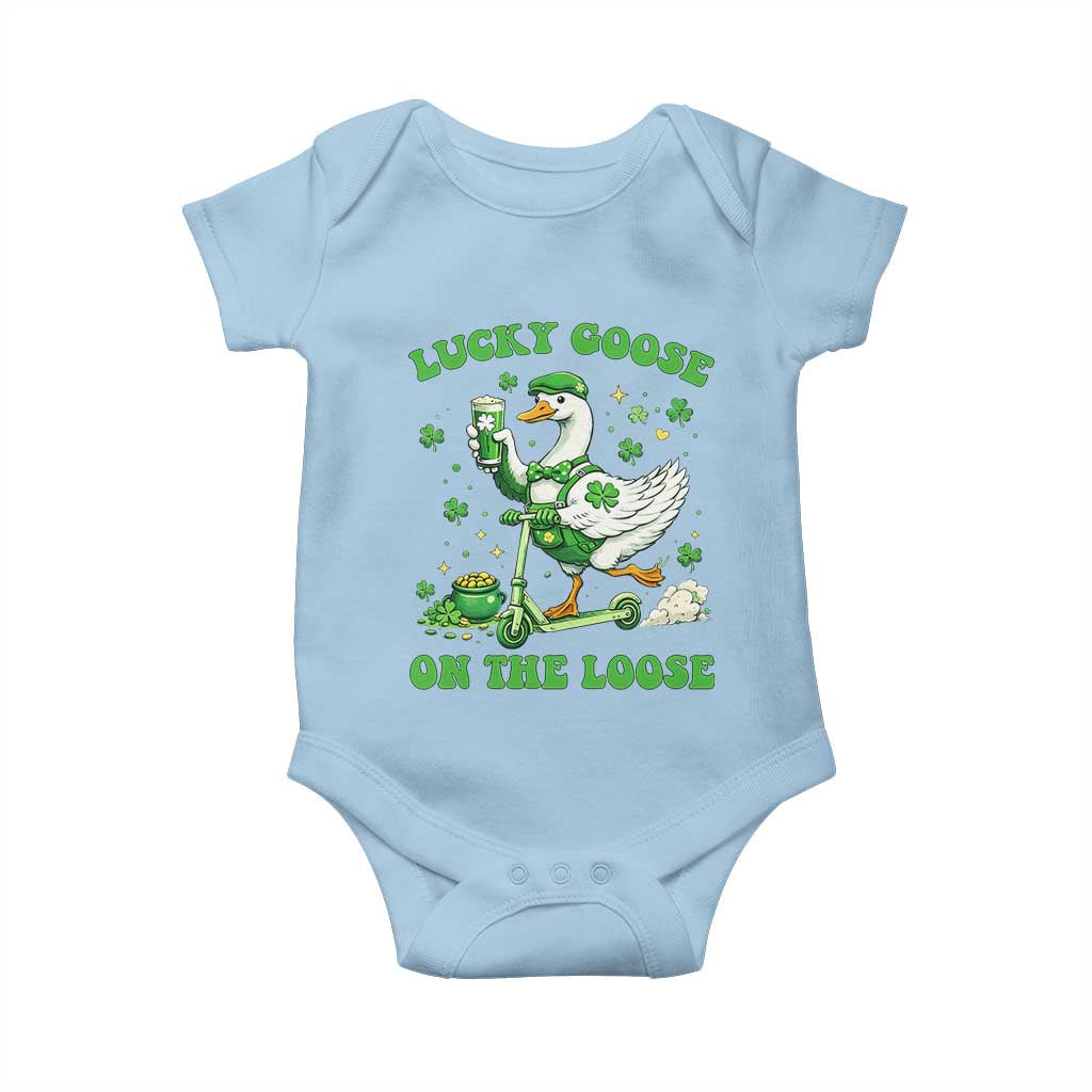 Funny Irish Goose Lover Baby Onesie Lucky Goose On The Loose TS12 Light Blue Print Your Wear