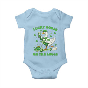 Funny Irish Goose Lover Baby Onesie Lucky Goose On The Loose TS12 Light Blue Print Your Wear
