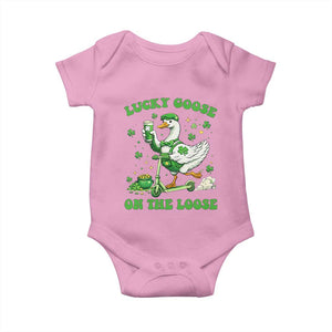 Funny Irish Goose Lover Baby Onesie Lucky Goose On The Loose TS12 Light Pink Print Your Wear