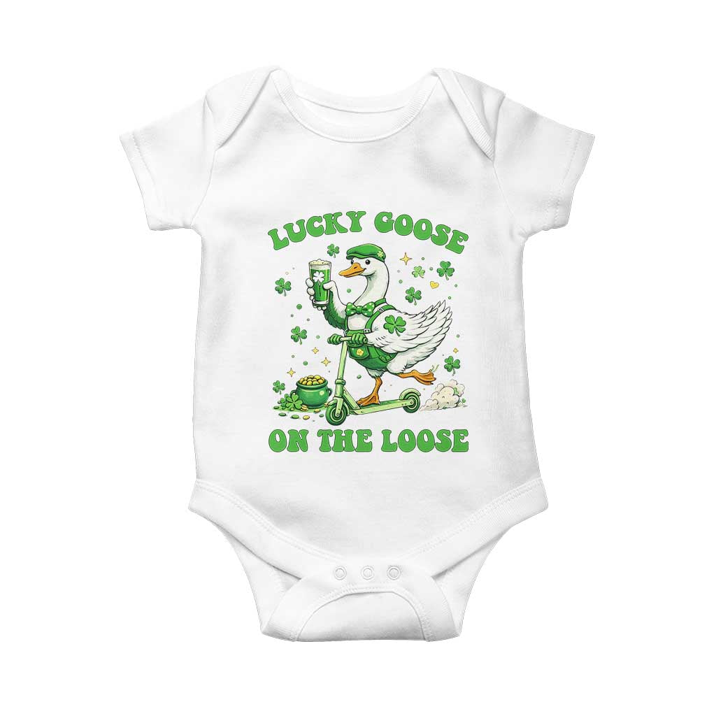 Funny Irish Goose Lover Baby Onesie Lucky Goose On The Loose TS12 White Print Your Wear