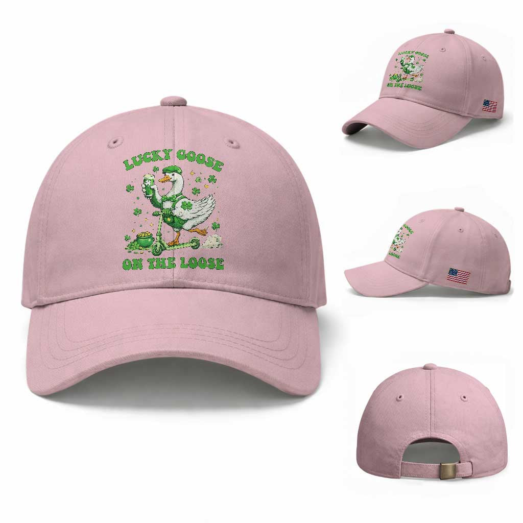 Funny Irish Goose Lover Baseball Cap Lucky Goose On The Loose TS12 Baseball Cap Universal Fit Light Pink Print Your Wear