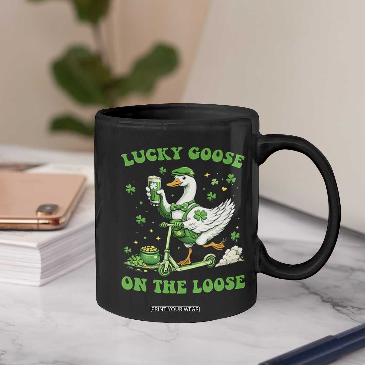 Funny Irish Goose Lover Coffee Mug Lucky Goose On The Loose TS12 Print Your Wear