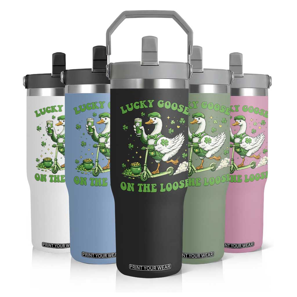 Funny Irish Goose Lover Flip Straw Tumbler Lucky Goose On The Loose TS12 Print Your Wear