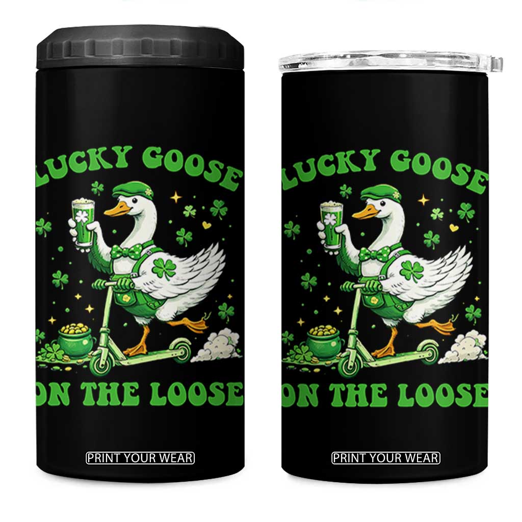Funny Irish Goose Lover 4 in 1 Can Cooler Tumbler Lucky Goose On The Loose TS12 One Size: 16 oz Black Print Your Wear