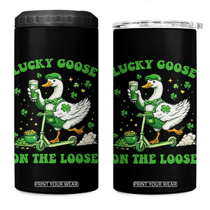 Funny Irish Goose Lover 4 in 1 Can Cooler Tumbler Lucky Goose On The Loose TS12 One Size: 16 oz Black Print Your Wear