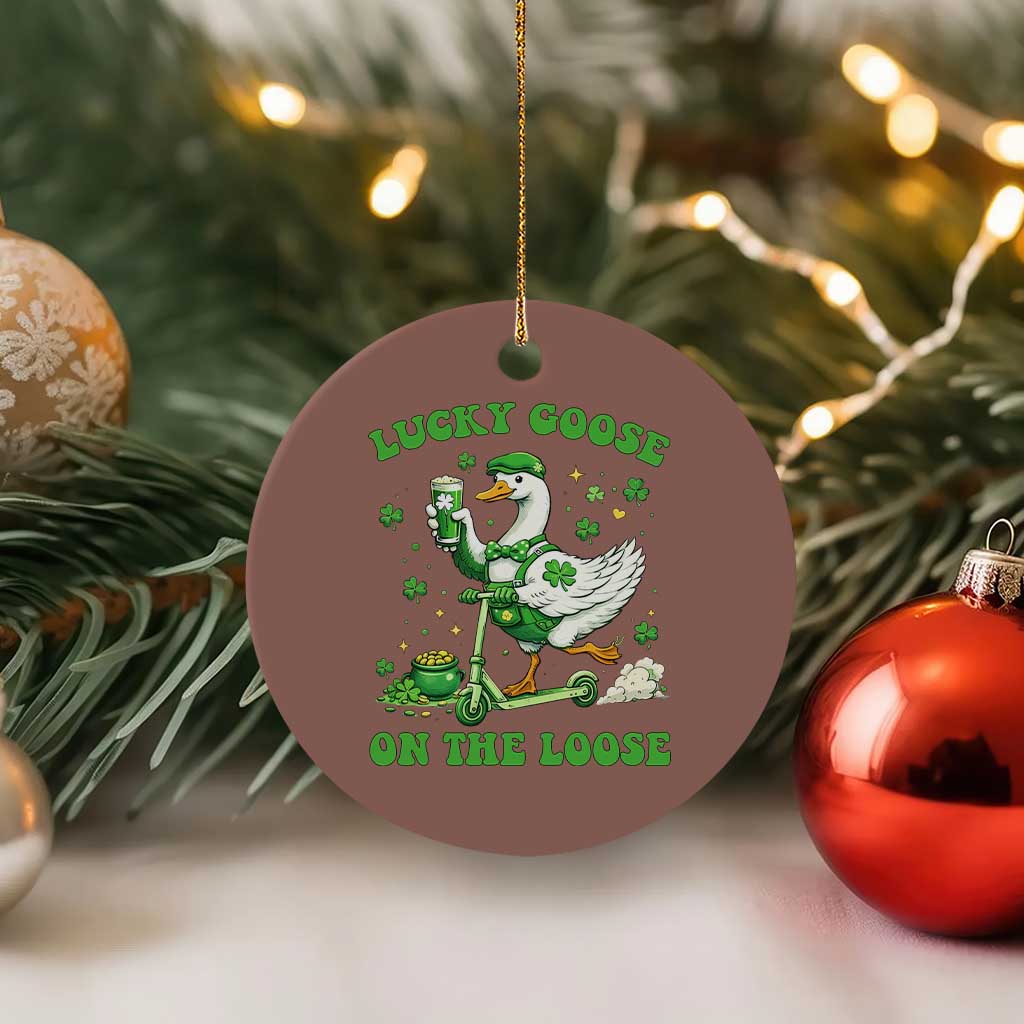 Funny Irish Goose Lover Ceramic Ornament Lucky Goose On The Loose TS12 1pc Mocha Print Your Wear