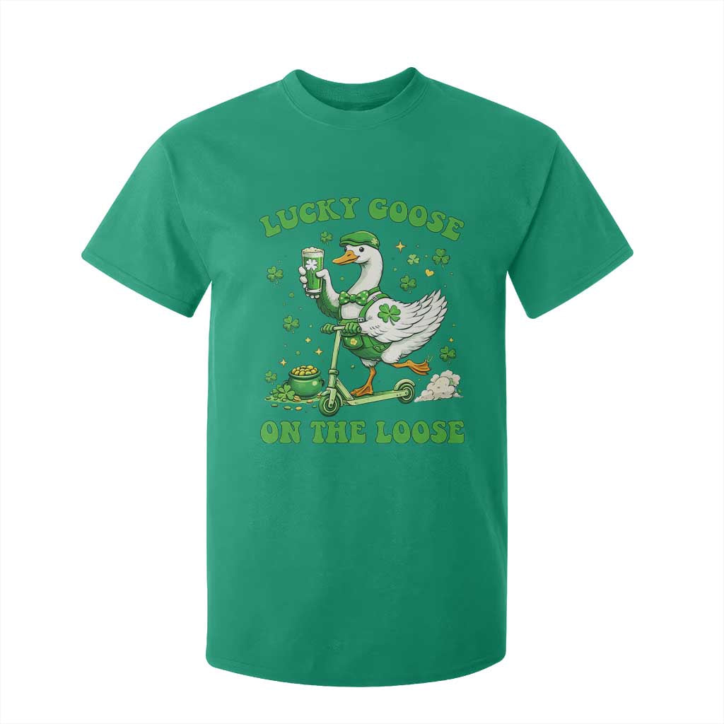 Funny Irish Goose Lover T Shirt For Kid Lucky Goose On The Loose TS12 Irish Green Print Your Wear