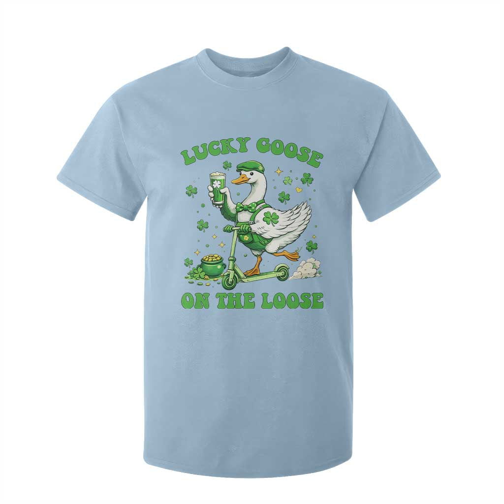 Funny Irish Goose Lover T Shirt For Kid Lucky Goose On The Loose TS12 Light Blue Print Your Wear