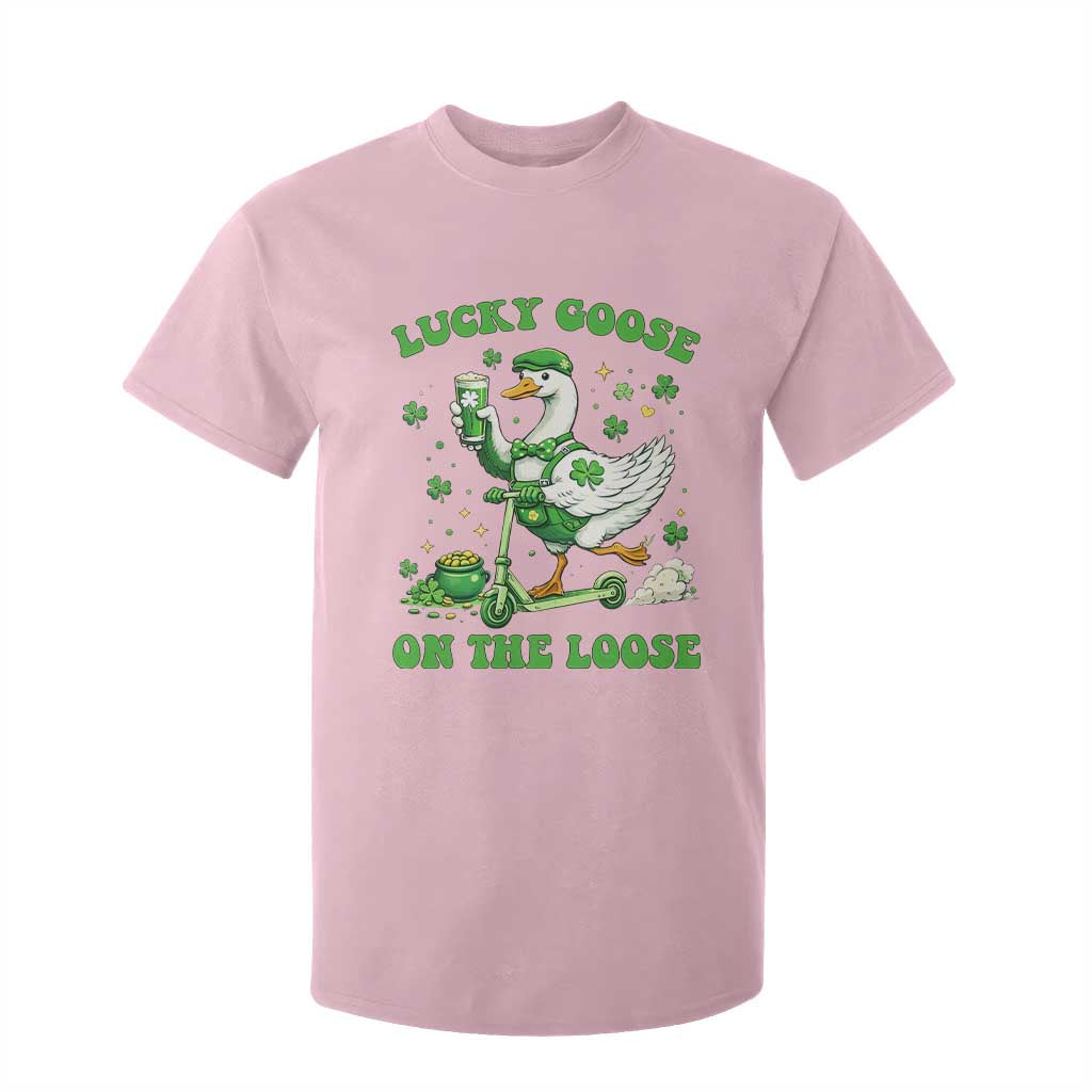 Funny Irish Goose Lover T Shirt For Kid Lucky Goose On The Loose TS12 Light Pink Print Your Wear