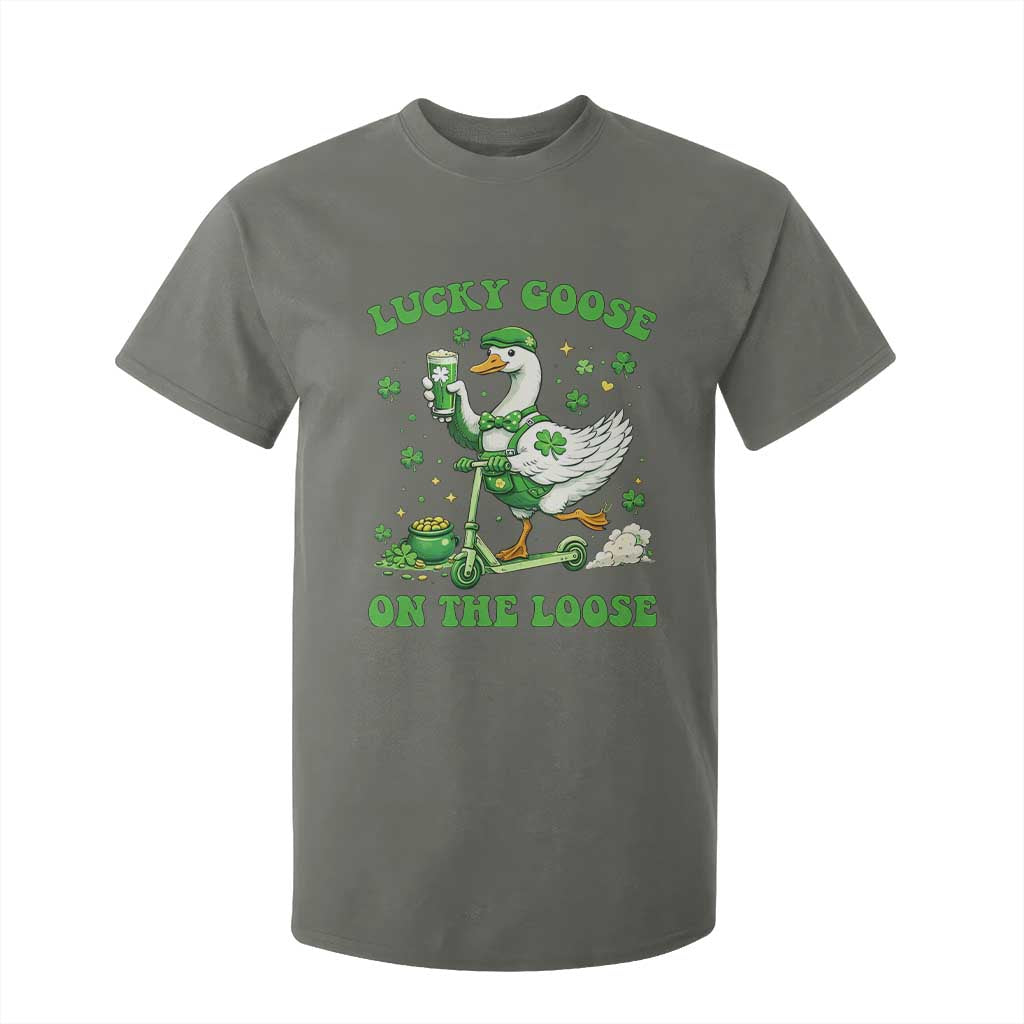 Funny Irish Goose Lover T Shirt For Kid Lucky Goose On The Loose TS12 Military Green Print Your Wear