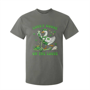 Funny Irish Goose Lover T Shirt For Kid Lucky Goose On The Loose TS12 Military Green Print Your Wear