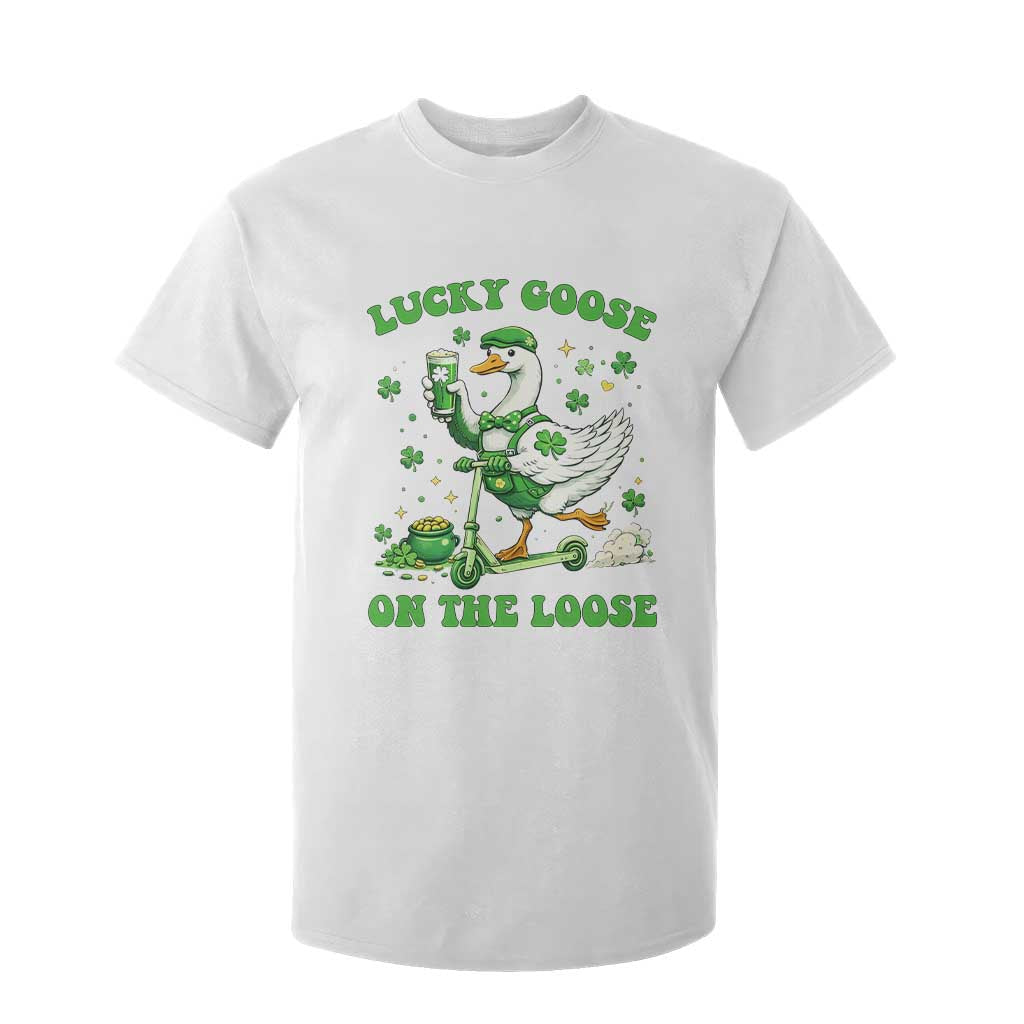 Funny Irish Goose Lover T Shirt For Kid Lucky Goose On The Loose TS12 White Print Your Wear