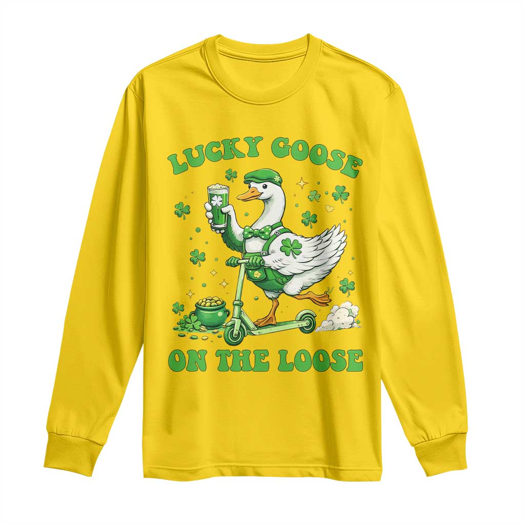 Funny Irish Goose Lover Long Sleeve Shirt Lucky Goose On The Loose TS12 Daisy Print Your Wear