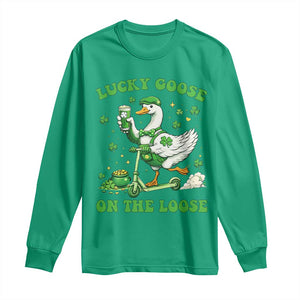 Funny Irish Goose Lover Long Sleeve Shirt Lucky Goose On The Loose TS12 Irish Green Print Your Wear