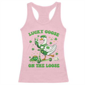 Funny Irish Goose Lover Racerback Tank Top Lucky Goose On The Loose TS12 Light Pink Print Your Wear