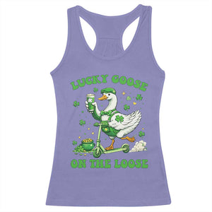 Funny Irish Goose Lover Racerback Tank Top Lucky Goose On The Loose TS12 Violet Print Your Wear