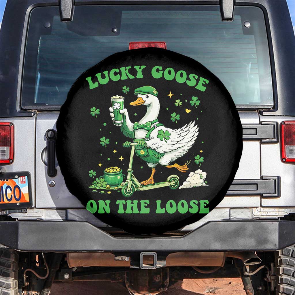 Funny Irish Goose Lover Spare Tire Cover Lucky Goose On The Loose TS12 No hole Black Print Your Wear