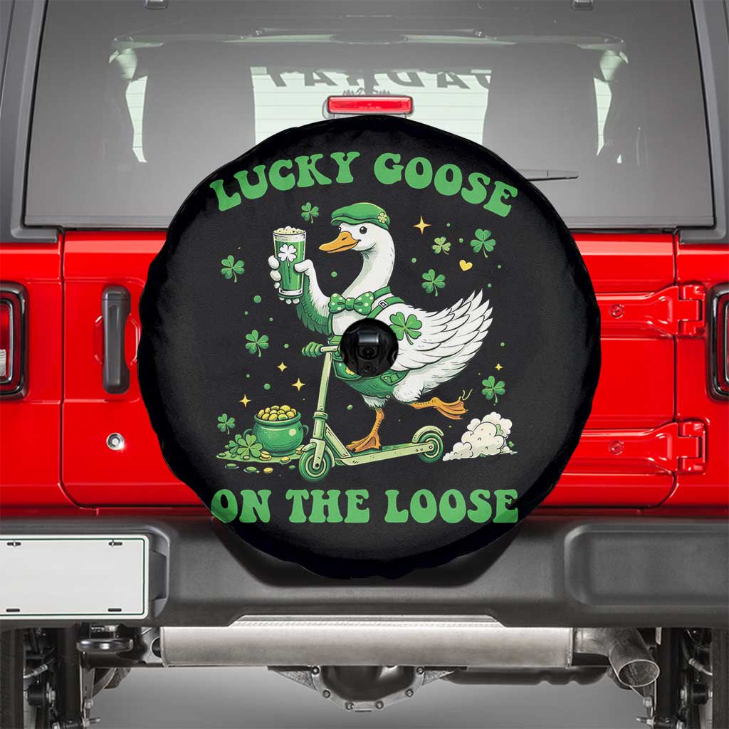 Funny Irish Goose Lover Spare Tire Cover Lucky Goose On The Loose TS12 Black Print Your Wear