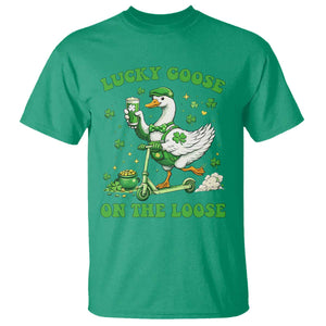 Funny Irish Goose Lover T Shirt Lucky Goose On The Loose TS12 Irish Green Print Your Wear