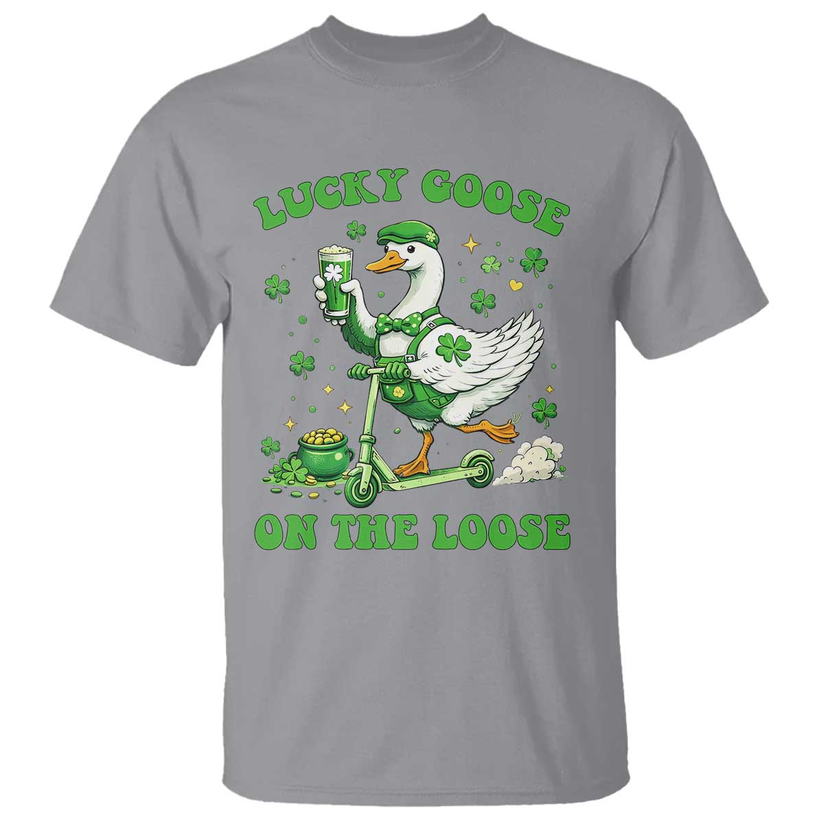 Funny Irish Goose Lover T Shirt Lucky Goose On The Loose TS12 Sport Gray Print Your Wear