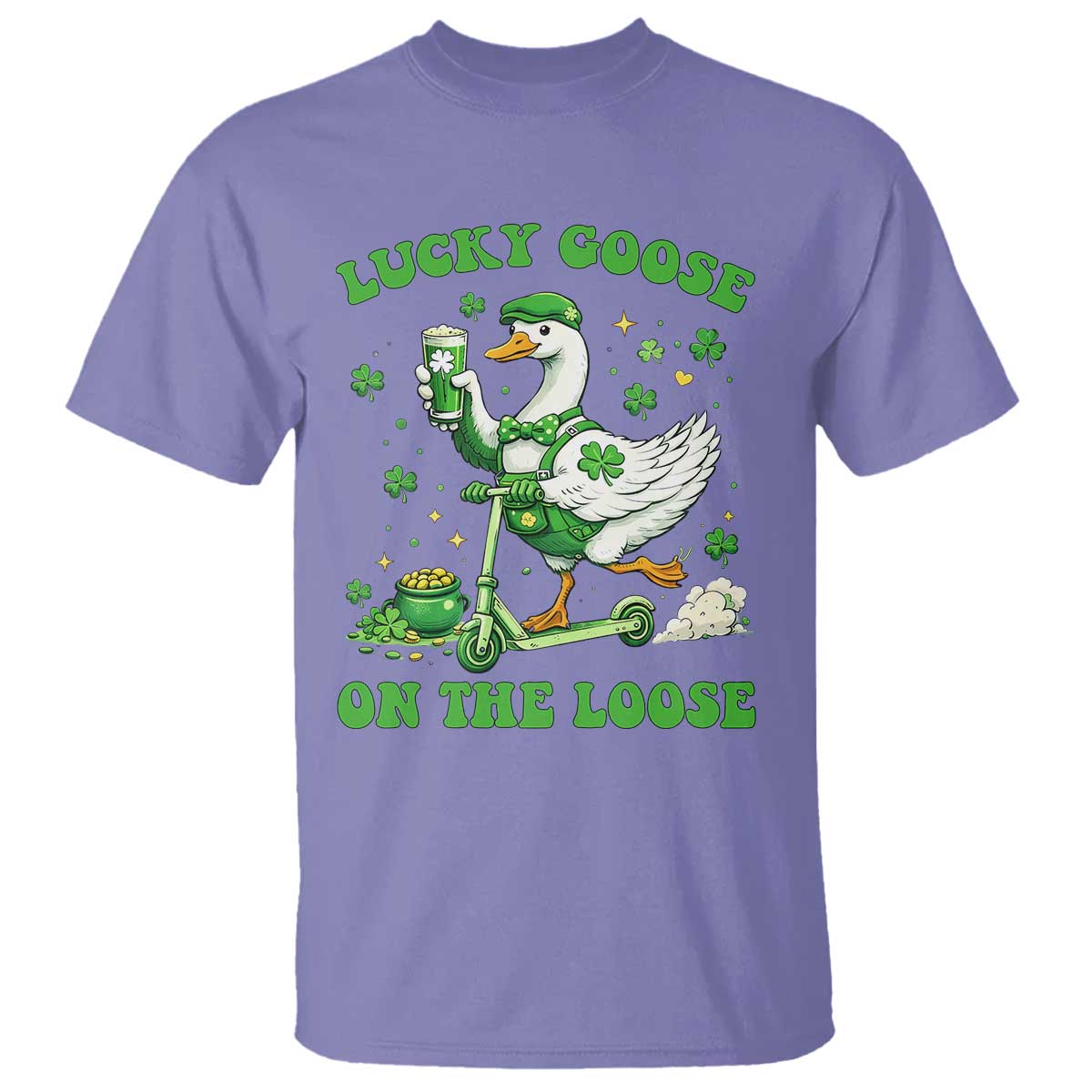 Funny Irish Goose Lover T Shirt Lucky Goose On The Loose TS12 Violet Print Your Wear