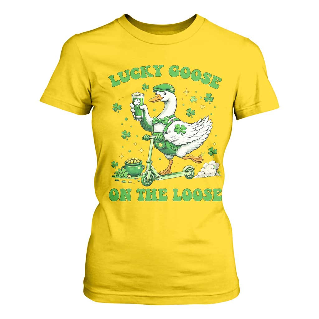 Funny Irish Goose Lover T Shirt For Women Lucky Goose On The Loose TS12 Daisy Print Your Wear