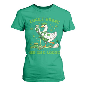 Funny Irish Goose Lover T Shirt For Women Lucky Goose On The Loose TS12 Irish Green Print Your Wear