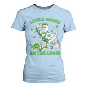 Funny Irish Goose Lover T Shirt For Women Lucky Goose On The Loose TS12 Light Blue Print Your Wear