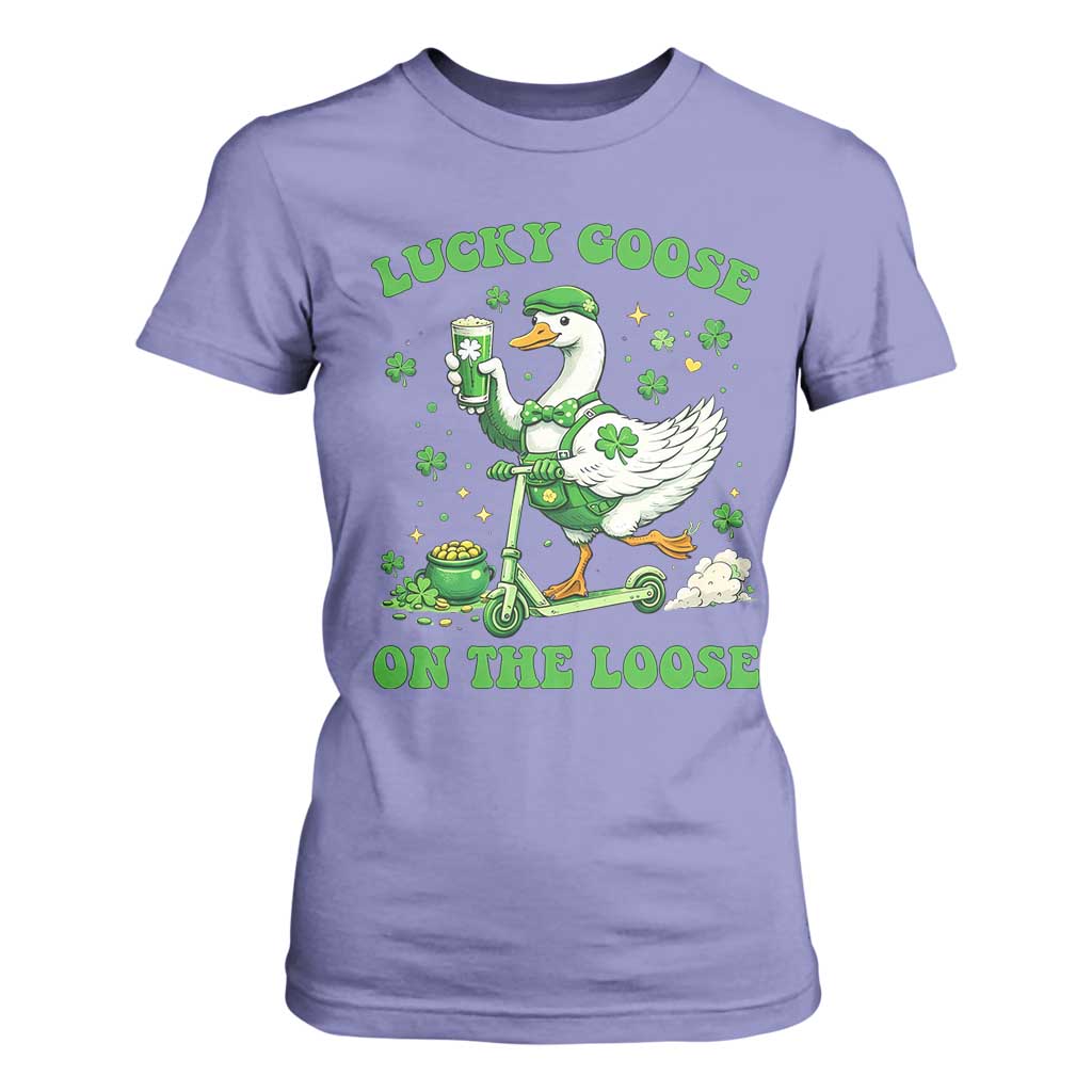 Funny Irish Goose Lover T Shirt For Women Lucky Goose On The Loose TS12 Violet Print Your Wear