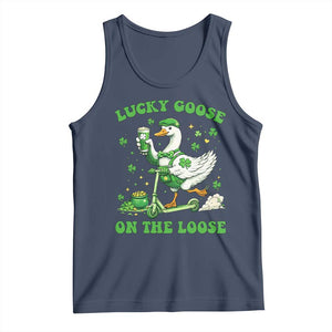 Funny Irish Goose Lover Tank Top Lucky Goose On The Loose TS12 Navy Print Your Wear